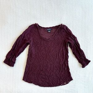 Lucky Brand maroon lace blouse